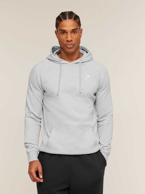 Gymshark Crest Hoodie — Light Grey Marl