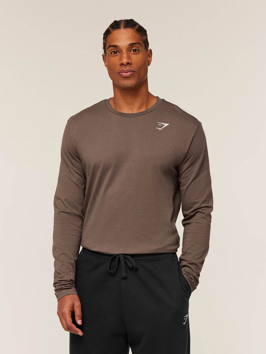 Gymshark Crest Long Sleeve T-Shirt — Soft Brown — 1