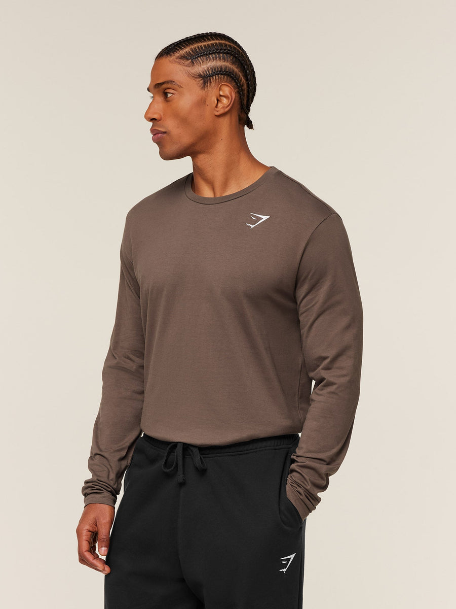 Gymshark Crest Long Sleeve T-Shirt — Soft Brown — 3