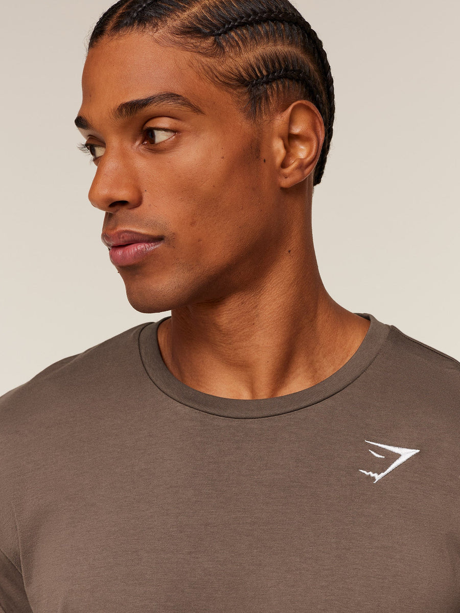 Gymshark Crest Long Sleeve T-Shirt — Soft Brown — 5