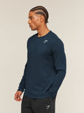 Gymshark Crest Long Sleeve T-Shirt — Navy — 3
