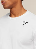 Gymshark Crest Long Sleeve T-Shirt — White — 4