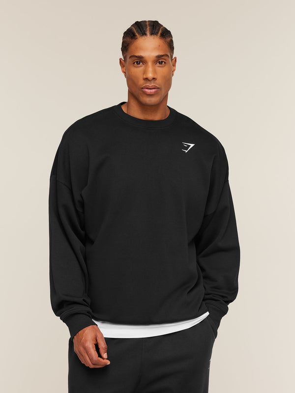 Gymshark Crest Oversized Crew — Black