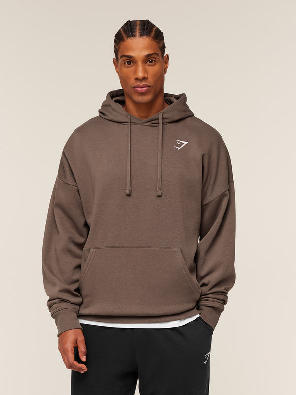 Gymshark Crest Oversized Hoodie — Soft Brown