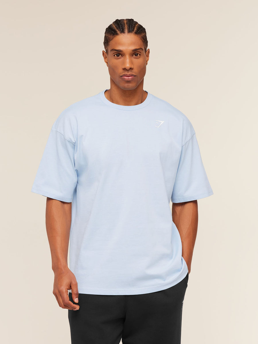 Gymshark Crest Oversized T-Shirt — Chilled Blue — 4