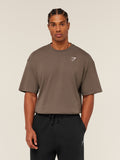 Gymshark Crest Oversized T-Shirt — Soft Brown — 1