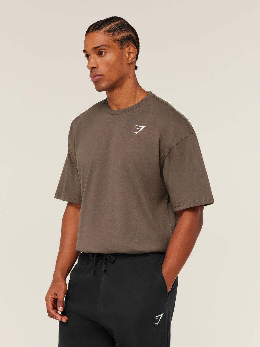 Gymshark Crest Oversized T-Shirt — Soft Brown — 3
