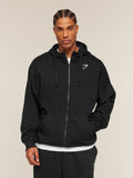 Gymshark Crest Oversized Zip Up Hoodie — Black — 1