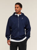 Gymshark Crest Oversized Zip Up Hoodie — Navy — 1