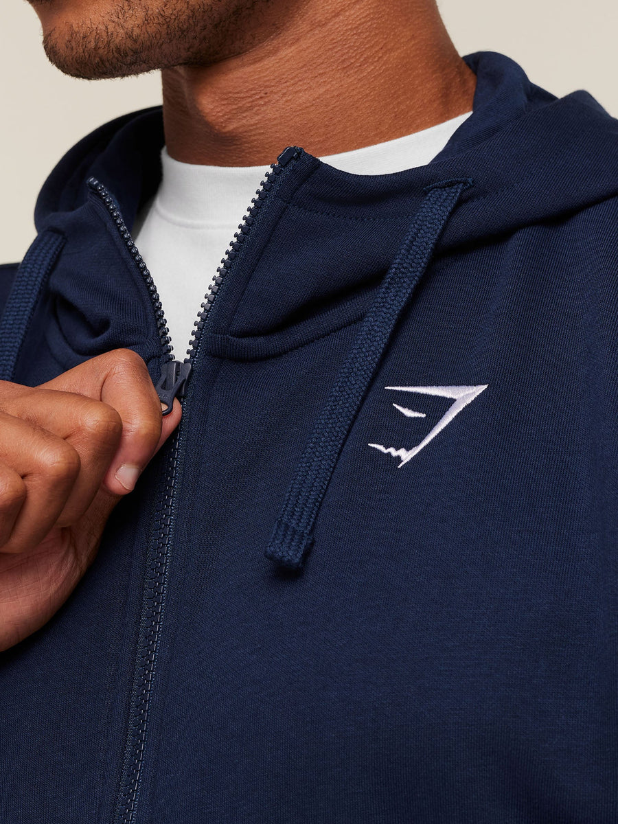 Gymshark Crest Oversized Zip Up Hoodie — Navy — 5