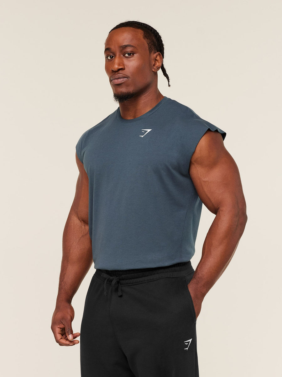 Gymshark Critical Cut Off Tank — GS Stealth Blue — 4