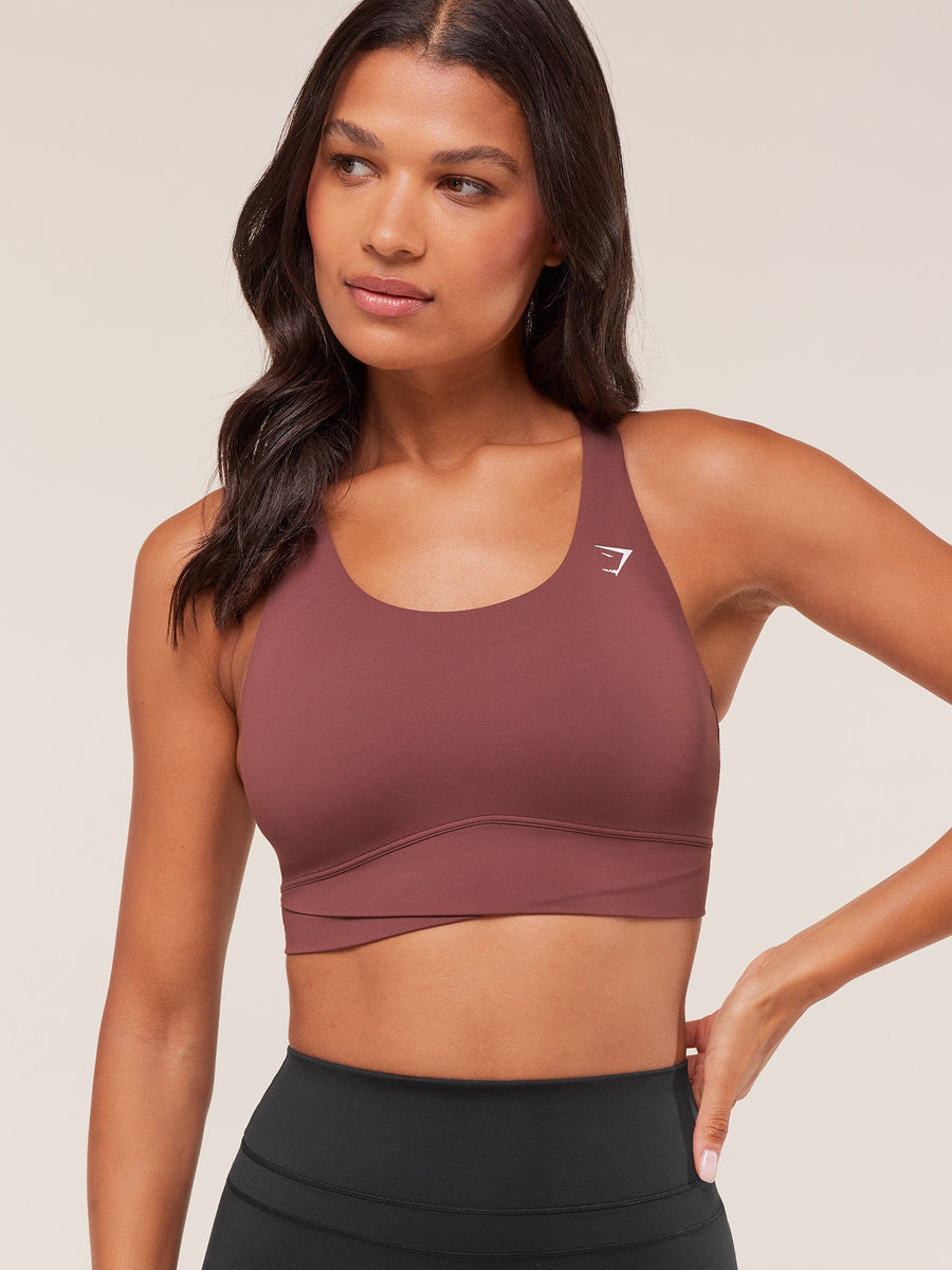 Gymshark Cross Over Sports Bra — Burgundy Brown — 6