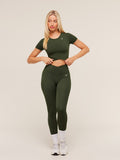 Gymshark Crossover Midi Top with Shelf — Winter Olive — 6