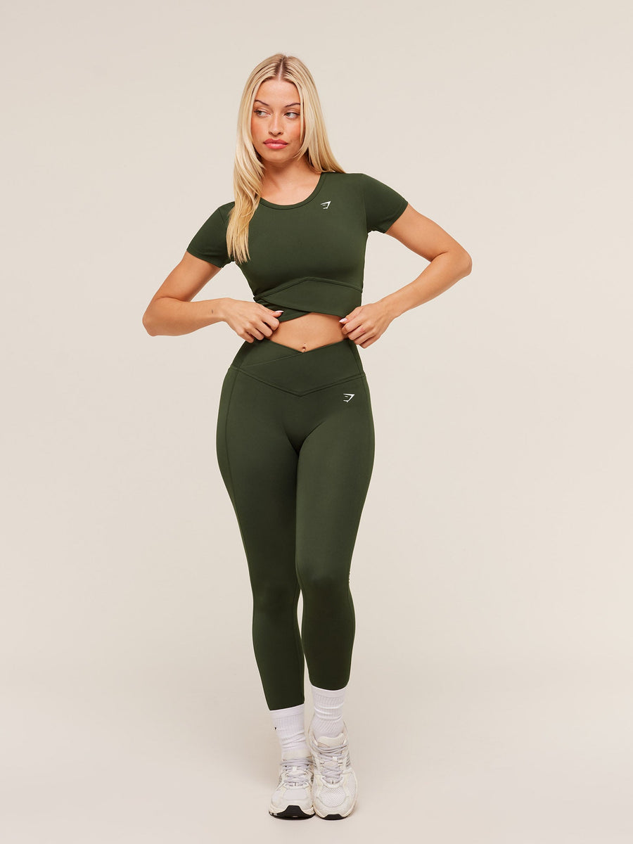Gymshark Crossover Midi Top with Shelf — Winter Olive — 6