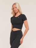 Gymshark Crossover Midi Top with Shelf — Black — 3