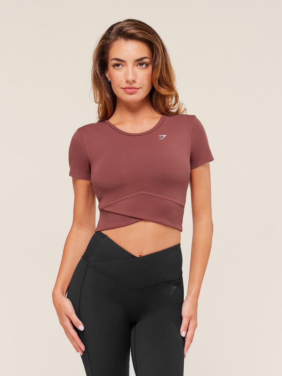 Gymshark Crossover Midi Top with Shelf — Burgundy Brown — 1