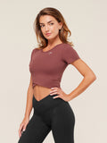 Gymshark Crossover Midi Top with Shelf — Burgundy Brown — 3