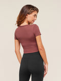 Gymshark Crossover Midi Top with Shelf — Burgundy Brown — 4