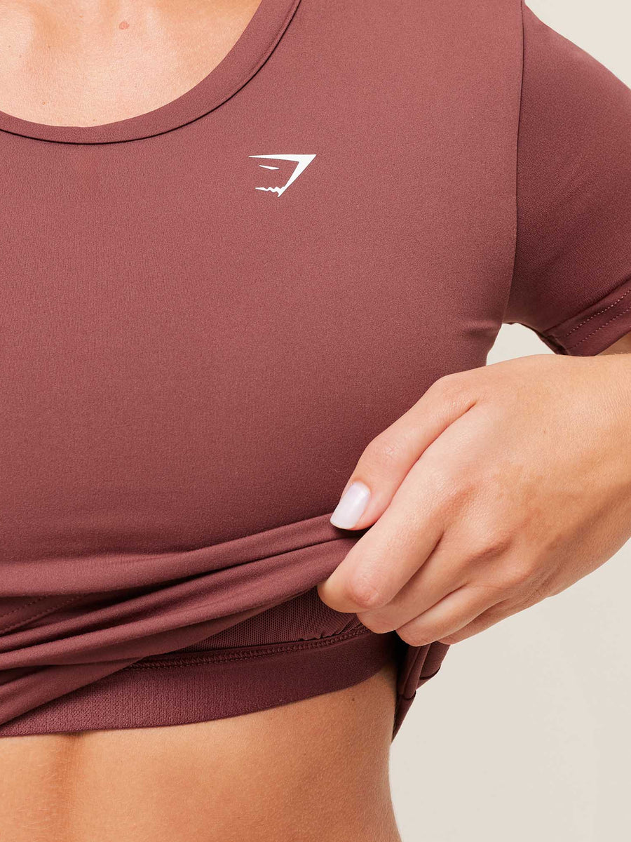 Gymshark Crossover Midi Top with Shelf — Burgundy Brown — 2