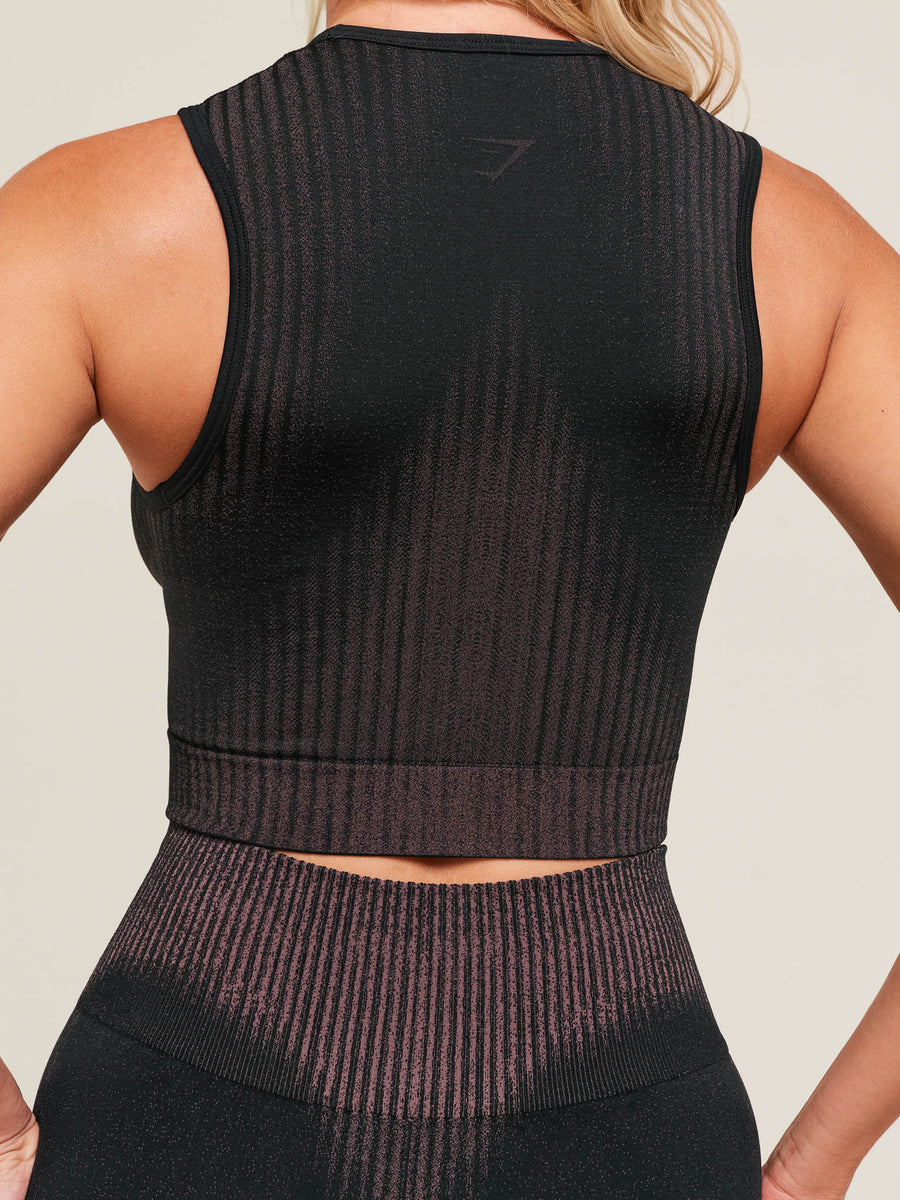 Gymshark Diffuse Seamless Cropped Tank — Black/Calm Pink — 6