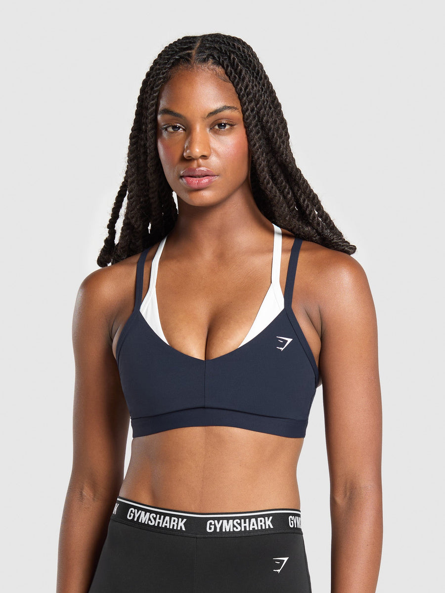 Gymshark Double Up Sports Bra — Heavy Blue/Soft White — 1