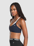 Gymshark Double Up Sports Bra — Heavy Blue/Soft White — 6