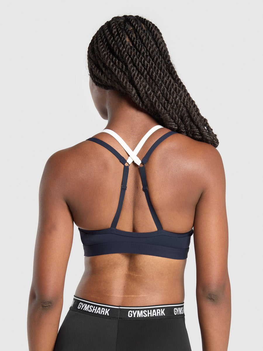 Gymshark Double Up Sports Bra — Heavy Blue/Soft White — 2
