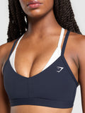Gymshark Double Up Sports Bra — Heavy Blue/Soft White — 5