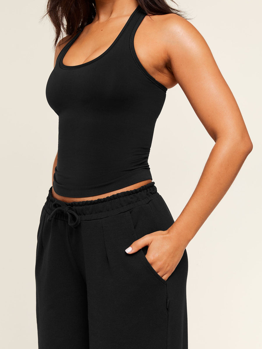 Gymshark Lightweight Wide Leg Pant Short — Black — 6