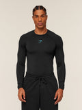 Gymshark Element Baselayer Long Sleeve T-Shirt — Black/Brand Blue — 1