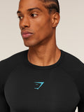 Gymshark Element Baselayer Long Sleeve T-Shirt — Black/Brand Blue — 4