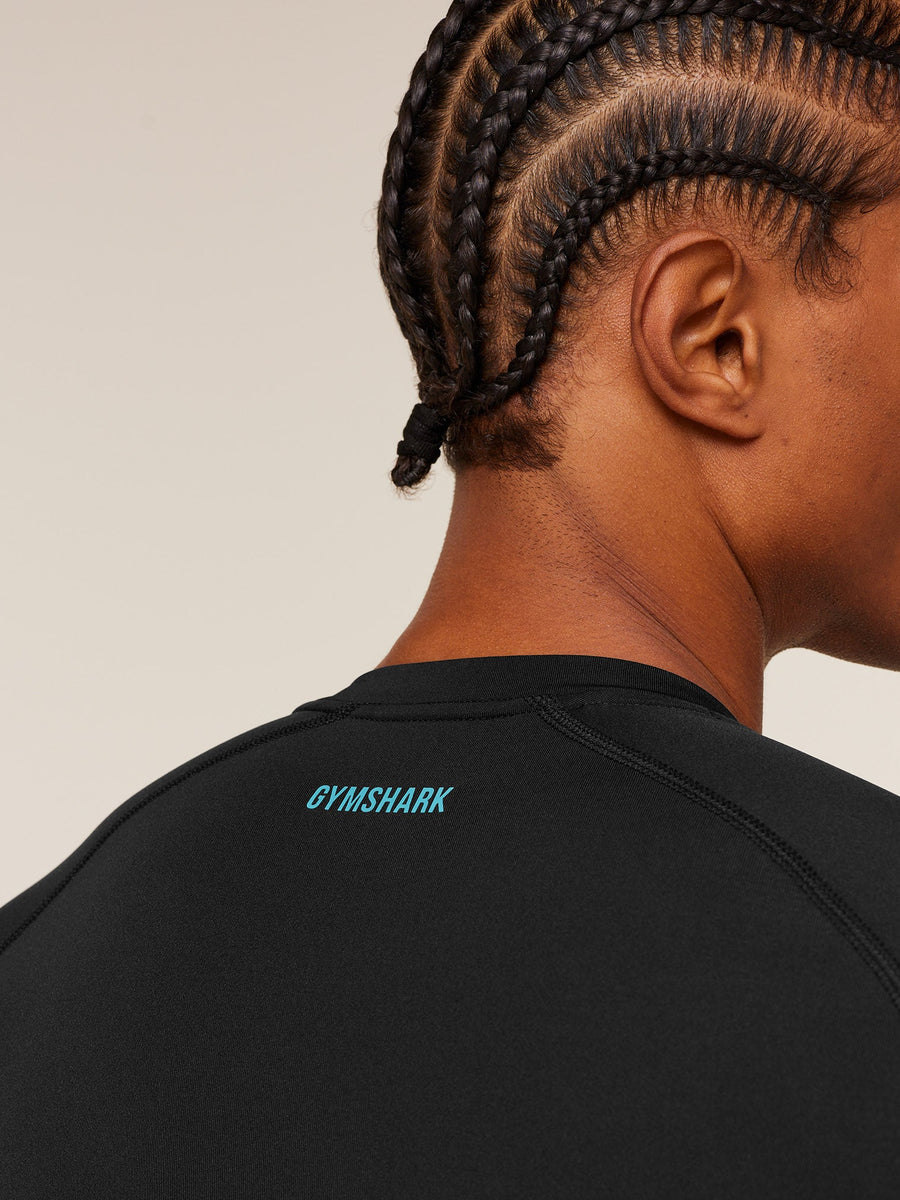 Gymshark Element Baselayer Long Sleeve T-Shirt — Black/Brand Blue — 5