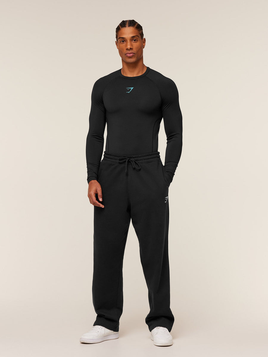 Gymshark Element Baselayer Long Sleeve T-Shirt — Black/Brand Blue — 6