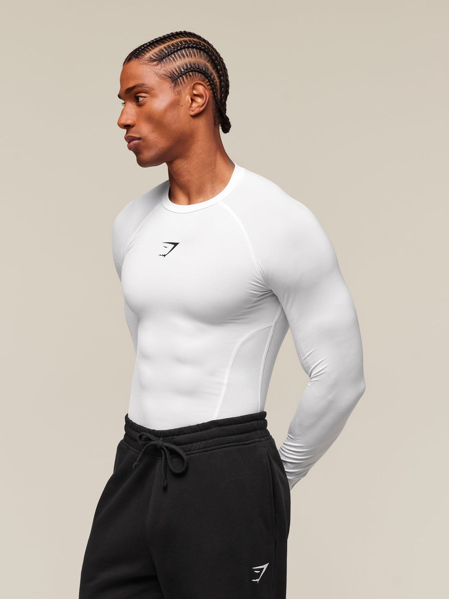 Gymshark Element Baselayer Long Sleeve T-Shirt — White — 4