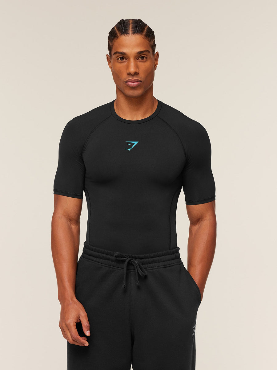 Gymshark Element Baselayer T-Shirt — Black/Brand Blue — 1