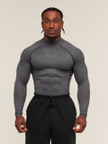 Gymshark Element Baselayer Mock Neck Long Sleeve T-Shirt — Black/Dark Grey Marl — 1