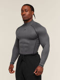 Gymshark Element Baselayer Mock Neck Long Sleeve T-Shirt — Black/Dark Grey Marl — 3