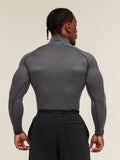 Gymshark Element Baselayer Mock Neck Long Sleeve T-Shirt — Black/Dark Grey Marl — 2