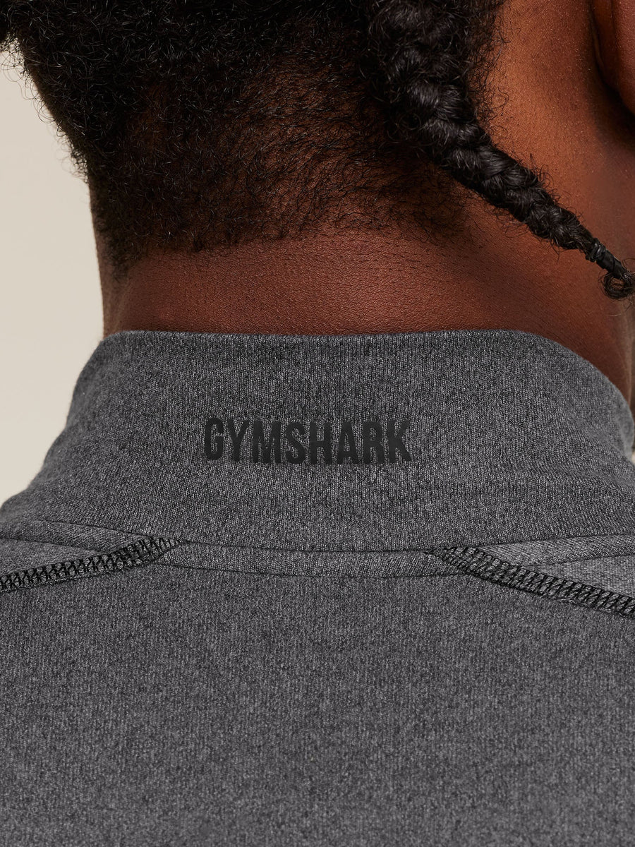 Gymshark Element Baselayer Mock Neck Long Sleeve T-Shirt — Black/Dark Grey Marl — 5