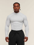 Gymshark Element Baselayer Mock Neck Long Sleeve T-Shirt — White/Metal Grey Marl — 1
