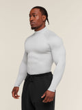 Gymshark Element Baselayer Mock Neck Long Sleeve T-Shirt — White/Metal Grey Marl — 3
