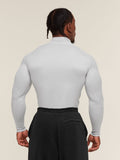 Gymshark Element Baselayer Mock Neck Long Sleeve T-Shirt — White/Metal Grey Marl — 2