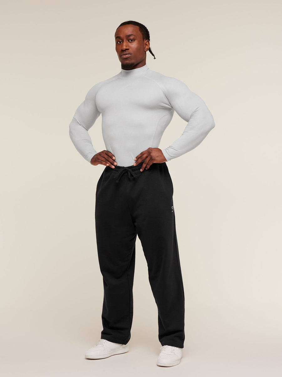 Gymshark Element Baselayer Mock Neck Long Sleeve T-Shirt — White/Metal Grey Marl — 4