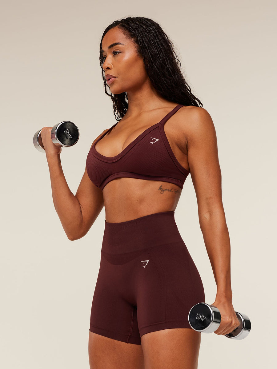 Gymshark Energise Seamless Shorts — Rich Maroon — 8
