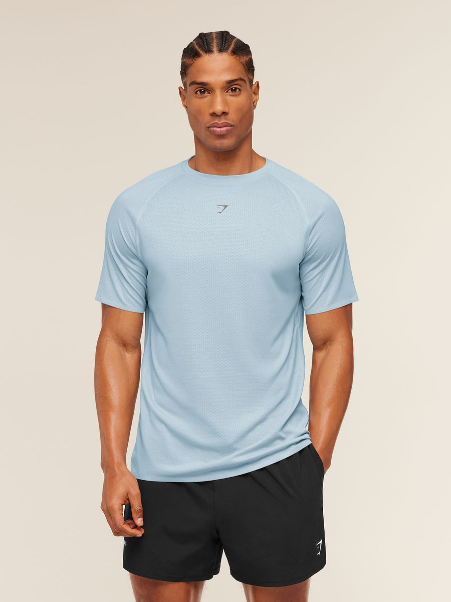 Gymshark Hybrid Engineered Jacquard T-Shirt — Chilled Blue — 1