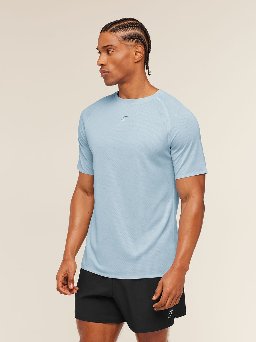 Gymshark Hybrid Engineered Jacquard T-Shirt — Chilled Blue — 4