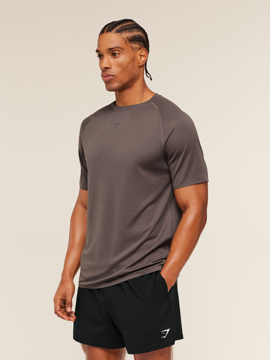 Gymshark Hybrid Engineered Jacquard T-Shirt — Cool Brown — 4