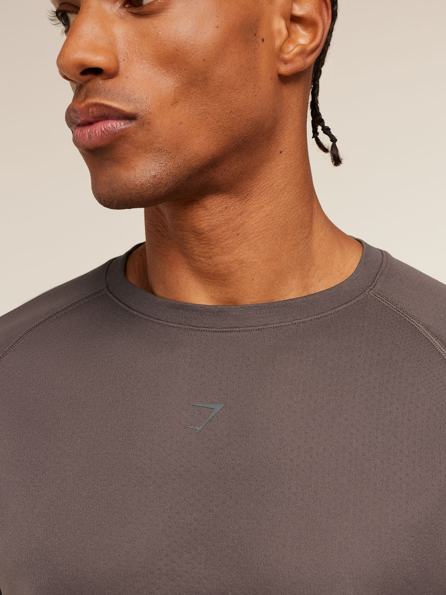 Gymshark Hybrid Engineered Jacquard T-Shirt — Cool Brown — 6