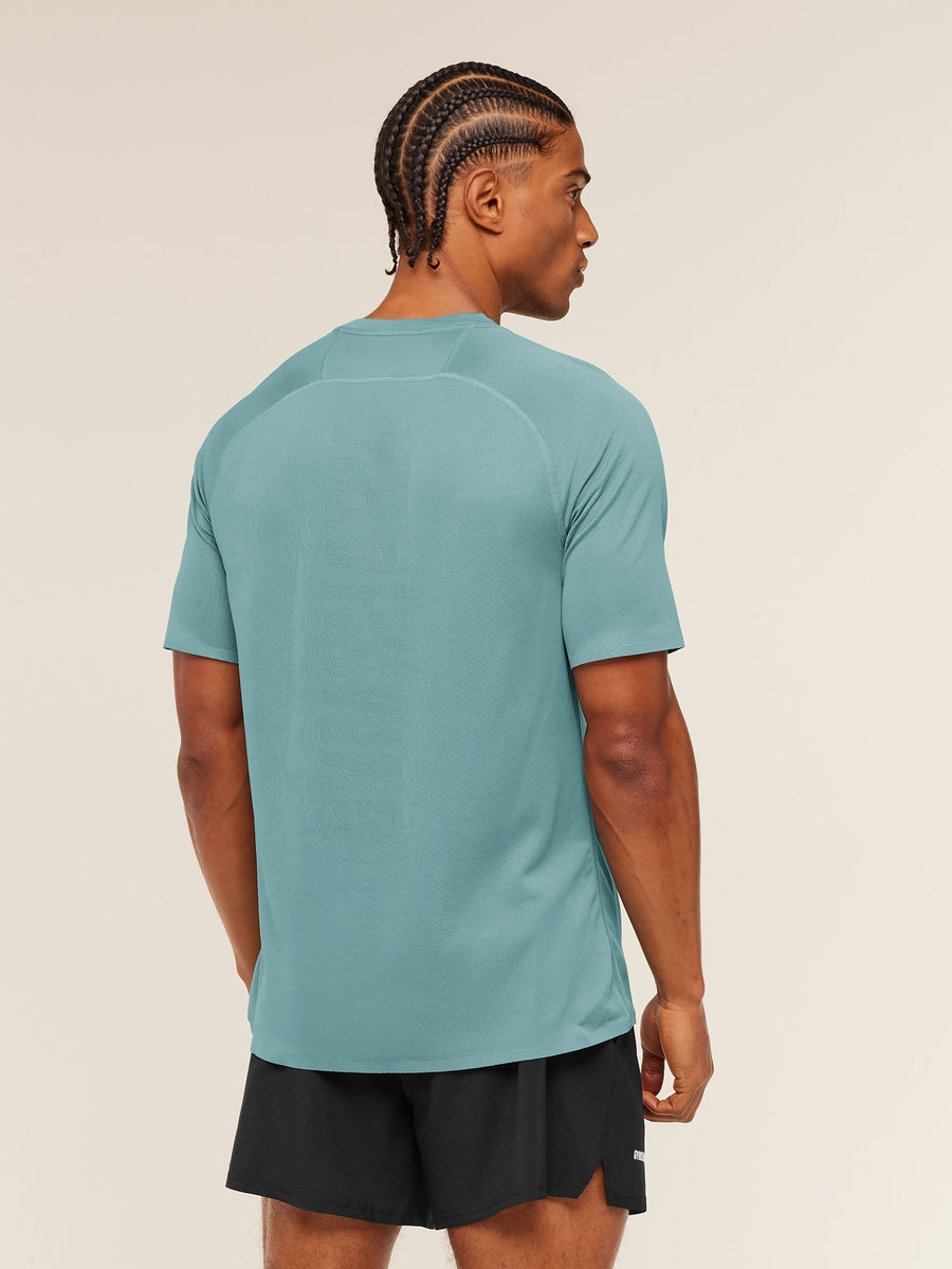 Gymshark Hybrid Engineered Jacquard T-Shirt — Storm Blue — 3