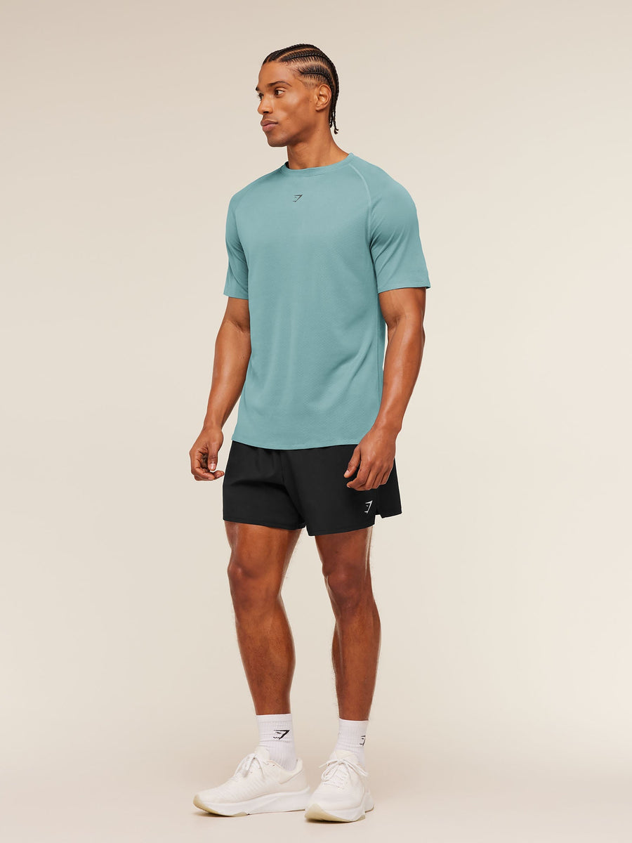 Gymshark Hybrid Engineered Jacquard T-Shirt — Storm Blue — 5